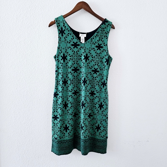 Magnolia GRACE Stitch Fix reversible dress size L green navy sleeveless print - Picture 2 of 12